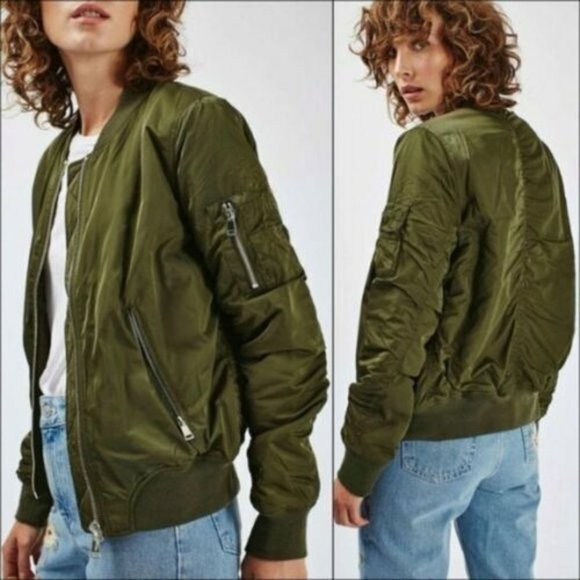 Topshop Jackets & Blazers - TOPSHOP Army Green MA1 Bomber Jacket US 8 Medium